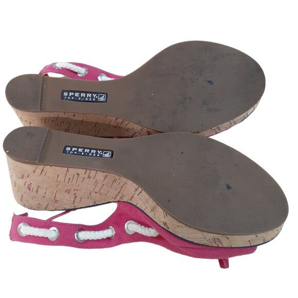 SPERRY TOP SIDER Womens Southport Wedges Peep Toe Slingback Sandals Pink Size 7M - Picture 5 of 7